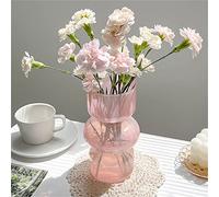JSPYFITS - Glass Vase for Hydroponic Flowers, Three Layers Colorful Glass Bubble Vase, 18cm, Table Floral Decoration for Home, Office, Wedding, Party, Pink