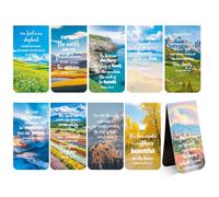 JSRQT 10Pcs Bible Verse Magnetic Bookmarks, Scenery Christian Magnet Bookmarks Clips for Women Men, Double-Sided Religious Inspirational Magnetic Page Marks for Book Lovers, Stationery Supplies