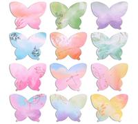 JSRQT 12Pcs Watercolor Butterfly Shaped Sticky Notes, Post Self Stick Notes Pads, Writing Notes Post Memo Pads for Student Teacher Staff, School Office Meeting Home Plan Reminder Stationery Supplies