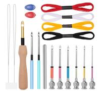 JSRQT 18 PCS Punch Needle Tool Heads for Adults Beginner Adjustable Punching Embroidery Starter Thread Cross Stitch DIY Craft Sewing Art Yarns Magic Pen with Handles Rug Needlework Flossing Supplies