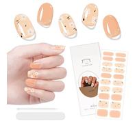 JSRQT 20Pcs Flower Semi Cured Gel Nail Strips Wraps, Gel Nail Polish Stickers Light Pink with Glitter Butterfly Design, Full Wraps Strips UV Art, Women Girls Finger Manicure Decoration