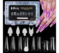 JSRQT 288Pcs Polygel Dual Nail Forms Kits,False Nail Tips Extension Kit,Reusable Silicone Nail Mold Pads Tips Stickers for Gel Builder,8 Styles 12 Sizes