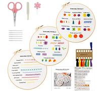 JSRQT 3 Pack Embroidery Stitches Practice Kit for Adults Beginners Handmade Embroidery Starter Kits with Patterns Instructions DIY Cross Stitch Kits Craft Lover Full Range of Cross Stitch Stamped Kit