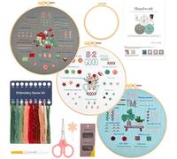 JSRQT 3 Sets Embroidery Stitch Practice Kit,Embroidery Starter Kits for Adults Beginners,Embroidery Supplies for Learn Stitches Practice Skill
