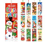JSRQT 36Pcs Christmas Paper Bookmarks, Double-Sided Cute Christmas Pattern Book Markers with Ribbons, Personalized Page Clip Paper Markers for School Office, Creative Xmas Bookmarks Card Tag for Decor
