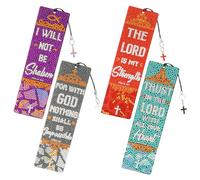 JSRQT 4 Pcs 5D Inspirational Diamond Art Bookmark,DIY Diamond Painting Bookmarks, Beaded Tassel Book Mark Kits for Book Lovers, Reading Lovers Crafts Gifts