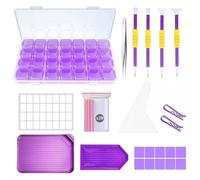 JSRQT 46Pcs Diamond Art Painting Tools and Accessories Kit for Adults,Complete DIY Diamond Art Craft Set with Pens,Tweezers,Glue,Trays,Storage Box,Diamond Correction
