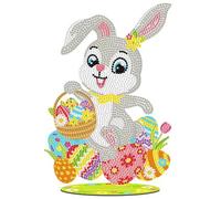 JSRQT 5D DIY Diamond Desktop Ornaments Easter Diamond Art Painting Tabletop Kit Double Sided Full Drill Diamond Art Table Top for Decoration Acrylic Mosaic Art Crafts for Daughter Adults Home Decor