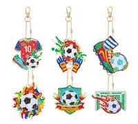 JSRQT 5D DIY Football Diamond Art Painting Keyrings Kit, Double-Sided Diamond Pasted Painting Keychians for Adult Kids, Rhinestone Mosaic Craft Painting Pendant for Handbag Backpack Party Decoration