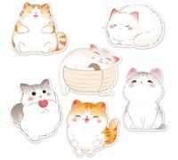JSRQT 6 Pack 180 Sheets Cat Themed Sticky Notes, Small Cute Post Self Stick Notes Pads for Adult Kids, Kawaii Self-Stick Memo Pads for School Office, Cat Lovers, Plan Reminder, Classroom Rewards