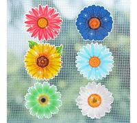 JSRQT 6 Pairs Flowers Screen Door Magnets Decor,Double Sided Fridge Magnets Screen Door Decals Stickers,Magnetic Patio Sliding Screen Saver for Pets, Birds, and Children