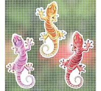 JSRQT 6 Pairs Gecko Screen Door Magnets Decorative,Double Sided Screen Door Decals Stickers Fridge Magnets,Magnetic Patio Sliding Screen Protector for Pets, Birds, and Children(3 Patterns)