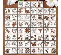 JSRQT 60 Pcs Small Stencils for Crafts,Reusable Butterfly Flower Leaf Bird Nature Painting Stencils Kit for Wall Murals, Fabric Art, Wood Signs, Classroom Projects,3 Inches