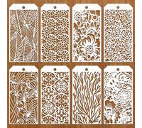 JSRQT 8 Pieces Flowers Decorative Stencils Floral Painting Template Reusable Drawing Craft DIY Texture for Paint Scrapbooking Furniture Wall