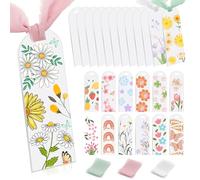 JSRQT Acrylic Bookmark Blank 12 Pieces Book Marks with Ribbons Clear Unfinished Craft Personalised Marker DIY Transparent Plastic Making Kit for Women Make Your Own Page Clips Tags School Supplies
