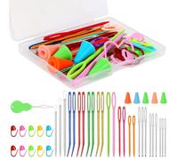 JSRQT Assorted Yarn Needles Set With Stitch Markers, Plastic Knitting Sewing Needle, Bent Tapestry, Weaving, Darning, Big Eye Blunt for Crochet
