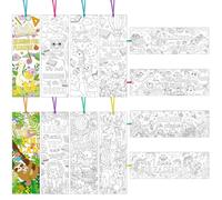 JSRQT Color Your Own Paper Bookmarks 36 Pieces Book Mark Markers Coloring Page Clips with Ribbons Decorate Funny Cute Animal Double-Sided Cardboard for Lover Gifts School Rewards Bulk End Year