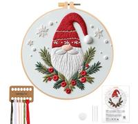JSRQT Embroidery Starter Kits Christmas Hand Sewing Craft Lover for Adults Beginners Full Range of Stamped DIY Cross Stitch Xmas Gift Needlepoint Supplies Handmade Practice Elves Gnomes
