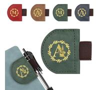 JSRQT Magnetic Leather Bookmark with Pen Holder,Personalized Initial Letters Book Mark, Name Book Marker Clip for Teachers Students, Gifts for Book Lovers & Readers,(Green, A)