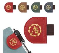 JSRQT Magnetic Leather Bookmark with Pen Holder,Personalized Initial Letters Book Mark, Name Book Marker Clip for Teachers Students, Gifts for Book Lovers & Readers,(Red, A)
