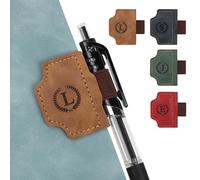 JSRQT Magnetic Leather Bookmark with Pen Loop,Retro Style Initial Letter Book Mark, Personalized Page Clip Bookmarks, Ideal Gift for Book Lovers & Readers(Brown, L)