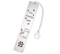 JSRQT Metal Stainless Steel Bookmark Cat Kitten Marker Encouragement Inspirational for Book Lovers Women Men Cute Accessories Funny Stationery with Chain Gift Personalised Animal Cover Marks
