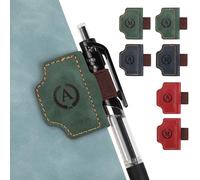 JSRQT Personalized Magnetic Leather Bookmark with Pen Holder, Retro Style Initial Letter Book Mark Page Clip for Women Men, Ideal Gift for Book Lovers & Readers(Green,A)