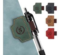 JSRQT Personalized Magnetic Leather Bookmark with Pen Holder, Retro Style Initial Letter Book Mark Page Clip for Women Men, Ideal Gift for Book Lovers & Readers(Green,S)