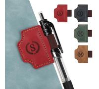 JSRQT Personalized Magnetic Leather Bookmark with Pen Holder, Retro Style Initial Letter Book Mark Page Clip for Women Men, Ideal Gift for Book Lovers & Readers(Red,S)