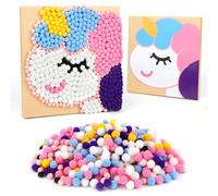 JSRQT Pom Poms Art for Kids,Unicorn Hairball Paintings Kit,DIY Toddler Crafts Sensory Activity Kits,Fluffy Balls Painting Craft Projects for Boys Girls