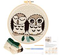 JSRQT Punch Needle Embroidery Kit for Beginners - Friends Themed Starter Kit With Owl Pattern for Adults and Kids, Rug Hooking Kit With Embroidery Hoop and Fabric