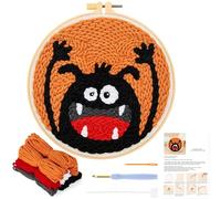 JSRQT Punch Needle Embroidery Starter Kits,Halloween Rug Hooking Kit for Kids and Adults Beginners,Handcraft Punch Needle Kits with Embroidery Hoops,Yarns, Instructions