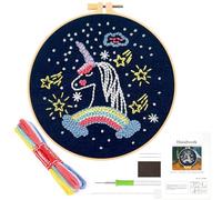 JSRQT Punch Needle Kits with Unicorn Stamped Pattern,Simple Embroidery Starter Kits for Kids Adults Beginners,Handcraft Rug Hooking Punch Needle Kits