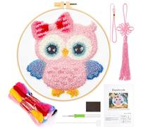 JSRQT Punch Needle Starter Kit with Owl Pattern - DIY Embroidery for Kids & Adults Beginners