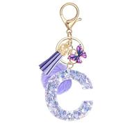 JSRQT Purple Name Initial Letter C Keychain Personalized Resin Charms Lovely Beautiful Alphabet Keychain Handmade Letter Keyring Key Ring Bag Charm Car Keyrings Gift for Women Handbag Bag Door Decor