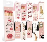 JSRQT Sassy Bookmarks, Double-Sided Book Mark, Cute Bookmarks for Women Book Lovers Gifts, Pink Funny Bookmark, Romance Tracker with Ribbons, Vintage Style Paper Bookmark, Decorate Page Clips Markers
