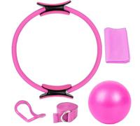 JSSFSS Pilates Ring Circle Set 5 pcs Pilates Equipment Accessories for Home Workouts Includes Pilates Ball 25cm Magic Circle Yoga Ring and Resistance Bands for Women Pilates Ring and Ball Set Gift