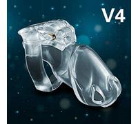 JSSMATE Male Chastity Belt Device Keuschheitsgurtel with 4 Rings Cage Device Bondage Fetish (Nub, Transparent)