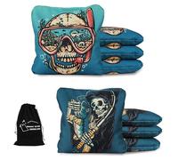 JST GAMEZ Professional Cornhole Bags Set of 8 - Dual Sided Stick & Slide (Suede/Woven) - Premium Resin Filled Regulation Weight & Size (6x6, 16oz) - Double Stitched Reinforced Seams with Carry Tote