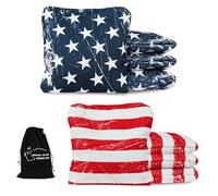 JST GAMEZ Professional Cornhole Bags Set of 8 - Dual Sided Stick & Slide (Suede/Woven) - Premium Resin Filled Regulation Weight & Size (6x6, 16oz) - Double Stitched Reinforced Seams with Carry Tote