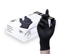 JST1 Black Nitrile Powder Free & Latex Free Disposable Gloves - Strong Heavy Duty for Cleaning, Mechanics, Catering and General Use, 100 Gloves (Large)