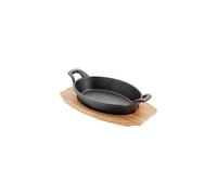 Judge Sizzle & Serve Large Gratin Dish, Cast Iron Skillet with Wooden Serving Stand, Induction Ready 20cm x 14cm - 5 Year Guarantee
