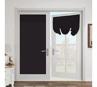 JstDoit French Door Curtains Thermal Tie Up Curtains Privacy Blackout Roman Blinds Stick On Door Curtain Tape for Windows Bathroom Kitchen Coffee Patio Door (26 * 68 inch, Black)