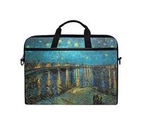 JSTEL Van Gogh Starry Night Over The Rhone Laptop Shoulder Messenger Bag Case Sleeve for 14 inch to 15.6 inch with adjustable Notebook Shoulder Strap