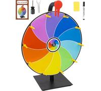 JstFrU 12 Inch Heavy Duty Spinning Prize Wheel - 10 Slots Color Tabletop Roulette Spinner of Fortune, with Dry Erase Marker and Eraser for Trade Show, Carnival, Win Fortune Spin Games