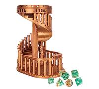 JstFrU DND Dice Tower with Tray for Role Playing Game,Dungeons and Dragons,D&D,TRPG,7 PCS Dice Included,Perfect Ancient Roman Castle Theme Dice Rolling Tower (Red Copper)