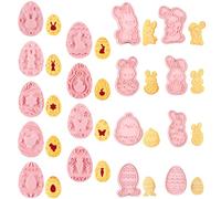 JSTHHTT 17 Pieces Easter Cookie Cutters Set, 3D Plastic Easter Eggs Bunny Stamp, Easter Cookie Cutter Set, Easter Biscuit Moulds, Rabbit Cookie Cutter, for Easter Party Supplies Decorations