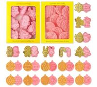 JSTHHTT 18-Piece Christmas Cookie Cutter Set, Plastic Biscuit Cutters, Cookie Stamp for Baking Party Decorations, Cake Decoration Chocolate Mould