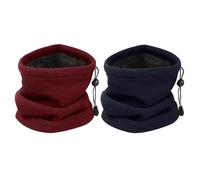 JSTHHTT 2 Pack Thermal Knitted Snood Scarf Thick Winter Cold Weather Neck Warmer Windproof Neck Gaiter Snood for Men Women Face Tube Scarf Headwear (2, Navy Blue, Burgundy)