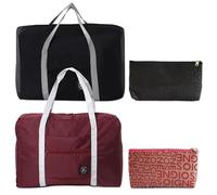 JSTHHTT 2 Pcs Large Capacity Portable Foldable Travel Lightweight Waterproof Overnight Bag, Cabin Bag Underseat Travel Bag Holdall Bag Carry on Hand Luggage Weekend Bag for Women and Men, Duffle Bag